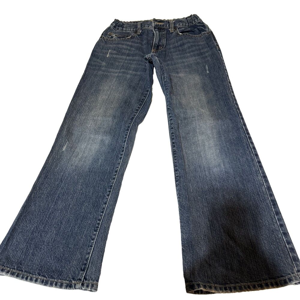 Old Navy Jeans Boys Size 12 Regular Distressed Bootcut Denim Adjustable Waist